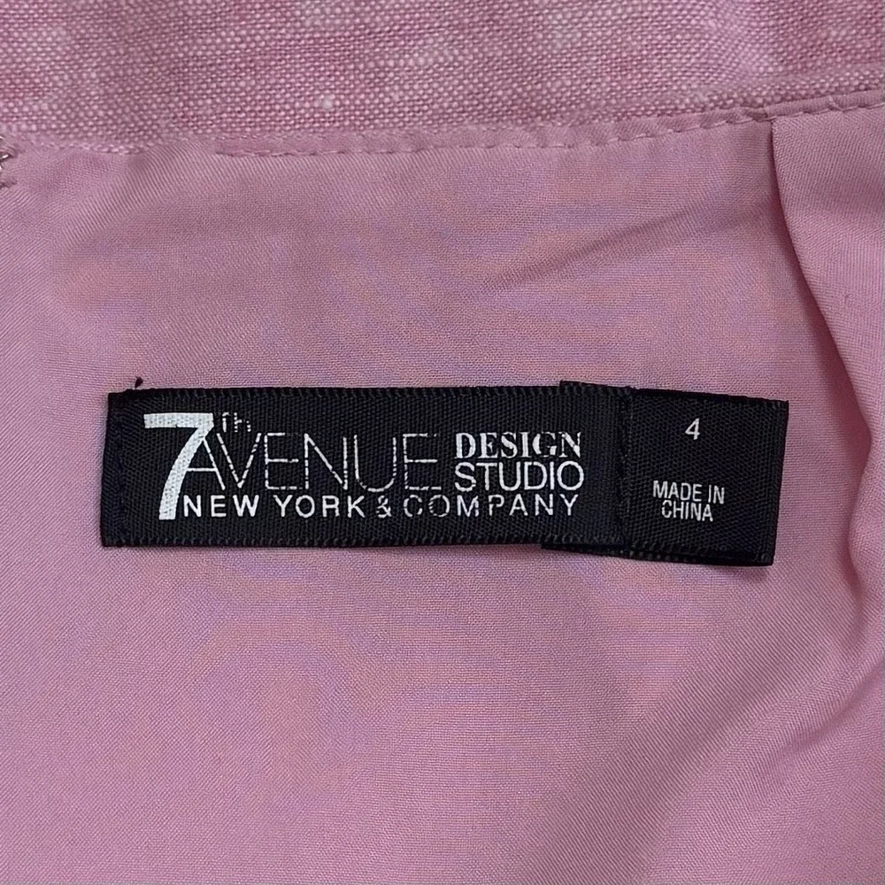 Y2K 7th Avenue Linen Blend Pink Hi Low Ruffle Trim Skirt Summer Event Feminine 4